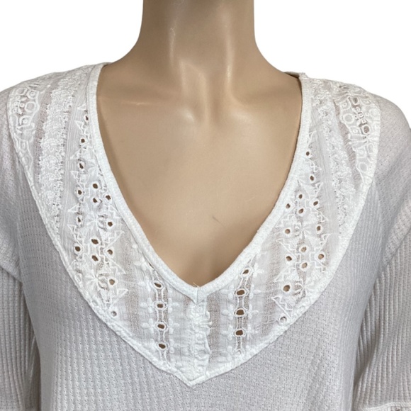 Free People Parisian Nights white long sleeve Boho embroidered top size XS Xsmal - Picture 8 of 12